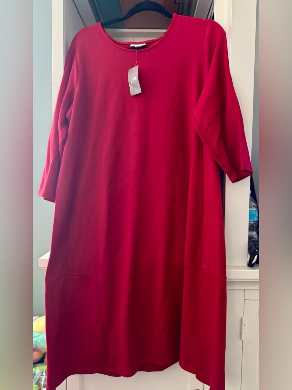 J. Jill Red Midi Shift Dress
